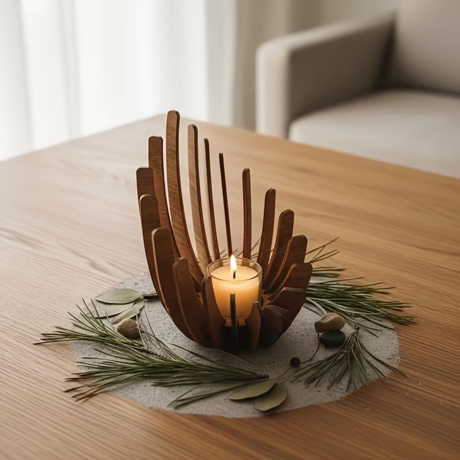 Lotus Shaped Candle Holder - Festive Candle Holder Handmade with Layered Petals and Central Tunnel Design, Classic and Elegant Home Décor, Festive Vibe, Christmas Decorations