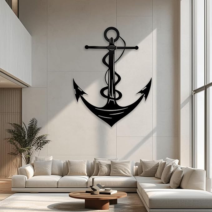 XXQ Anchor Metal Wall Decor, Anchor Metal Wall Art for Bedroom Living Room Dorm Antique Anchor Wall Decor Antique Metal Anchor Farmhouse Decor (Whhite, 39" x 59" / 100 x 150cm)