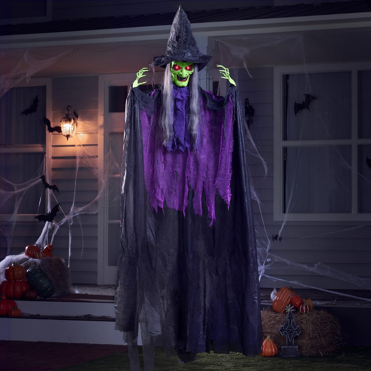 JOYIN 72” Halloween Hanging Witch Decorations Outdoor, Flying Ghost Decor Gre...