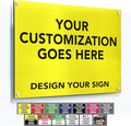 Custom Metal Signs, Personalized Aluminum, Customized Safety, Business Signs - Waterproof, White Aluminum (Yellow Background, 14x10 In)