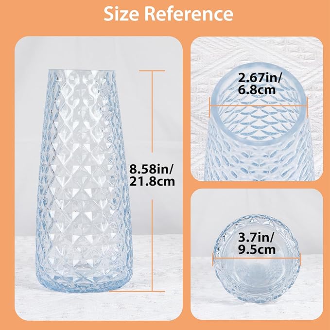 Crystal Vase for Flowers, 8.6" H Clear Round Glass Vase for Centerpieces, Modern Floral Planter Container for Parties,Wedding,Office,Home Decoration