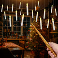 Raycare 20 Pcs Floating Candles with Wand, Magic Hanging Candles Flameless, Flickering LED Taper Candle with Wand Remote, Warm Light, Battery Operated Window Candle for Halloween Witch Wizzard Decors