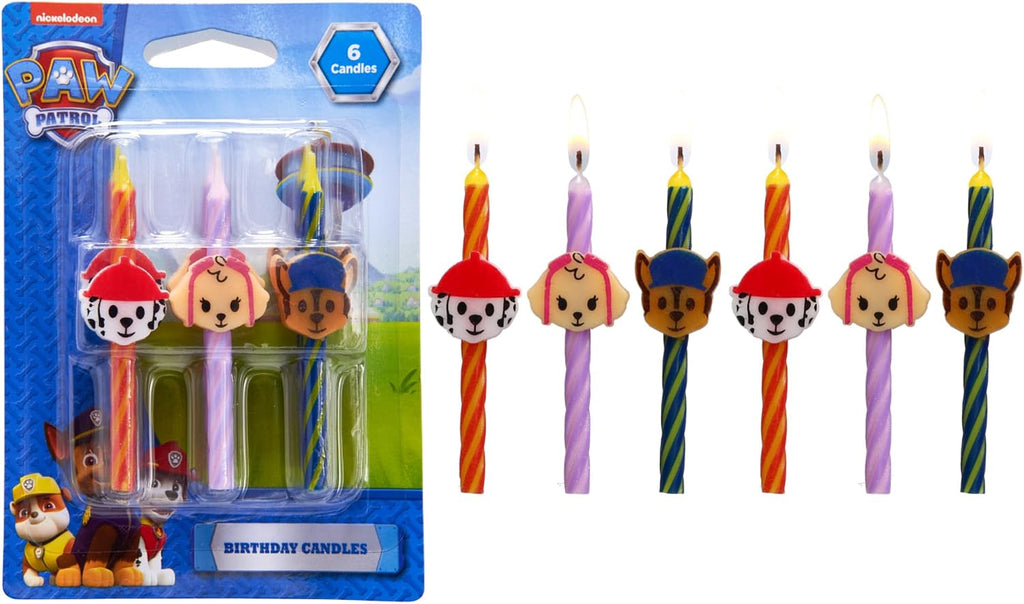 PAW Patrol Birthday Cake Candles | 6 Birthday Candles for Cake Decorations, Red, Pink, Blue Candles Featuring Chase, Marshall, Skye | Cake Toppers for PAW Patrol Party