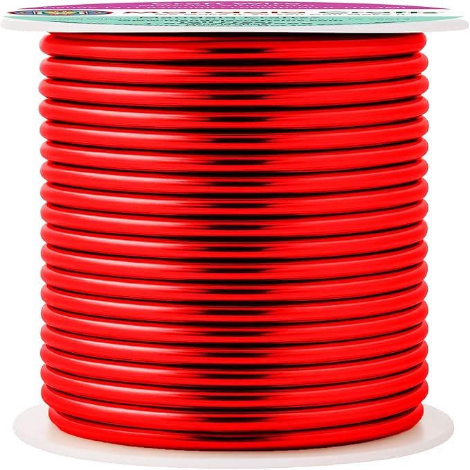 Mandala Crafts 13 Gauge Anodized Aluminum Craft Wire for Jewelry Making - 60 FT Colored Flexible Red Wire - Bendable for Bonsai Armature Crafting Sculpting
