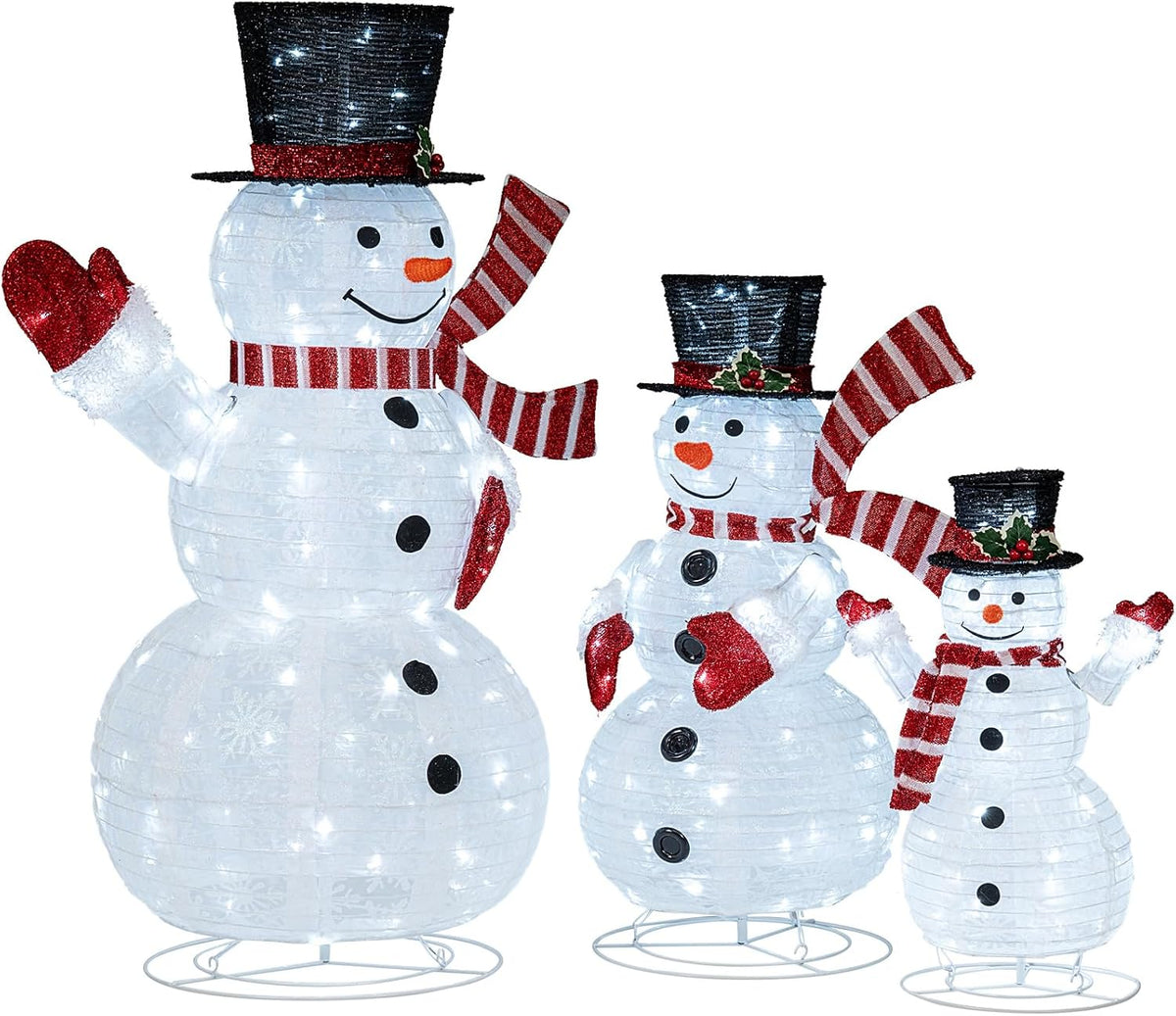 tangkula 3-piece christmas lighted 3d snowman family, 4.1, view 9