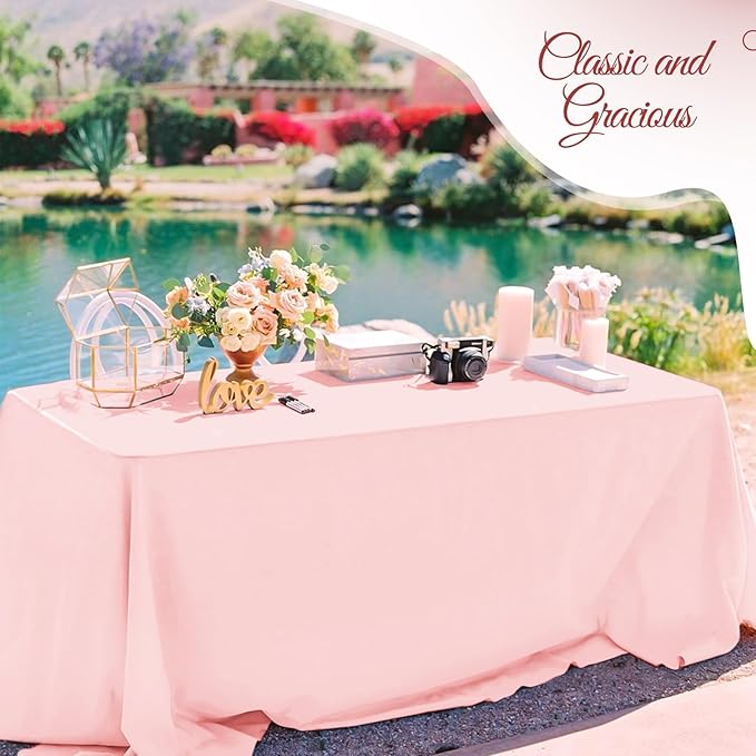 12 Pack Pink Tablecloths for Rectangle Tables 60 x 102 Inch Pink Polyester Tablecloth 6 Foot Rectangle Table Cloth Washable Fabric Table Cover for Party Wedding Banquet Restaurant Events