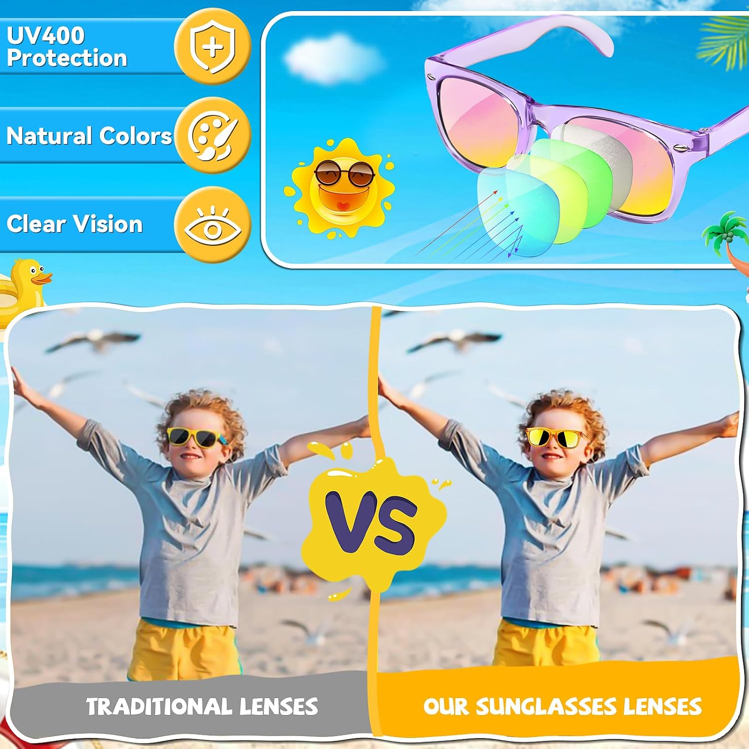 GKTZ Kids Sunglasses Party Favors - Boys Girls Valentines Day Gifts, Neon Sunglasses with UV 400 Protection for Kids Classroom Favors Birthday Goodie Bags Stuffers - 16 Packs