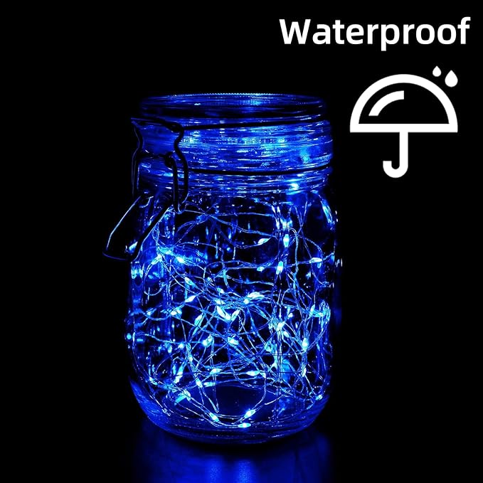 LAMPHOME 20 Pack Fairy Lights Battery Operated - 7ft 20 LED Lights Copper Wire Mini String Light Firefly Light for Mason Jars DIY Crafts Christmas Wedding Party Centerpiece Table Decor,Blue