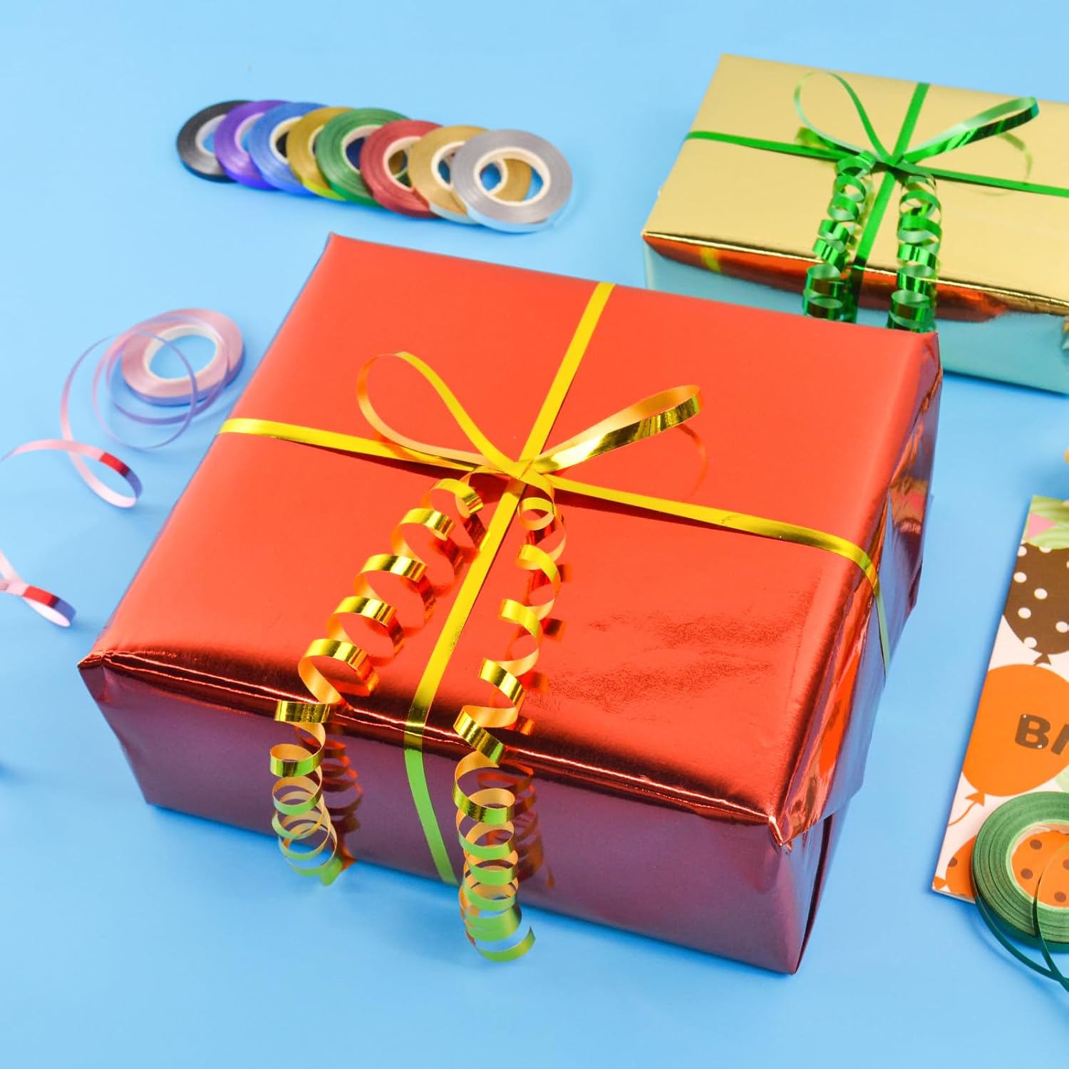 9 Colors Glossy Curling Ribbon Set, Balloon String 1/5" X 10 Yards Per Roll, 27 Rolls Curling Ribbons for Gift Wrapping, Christmas Decorations, Birthday Party, Bows Crafts (Total 270 Yards)