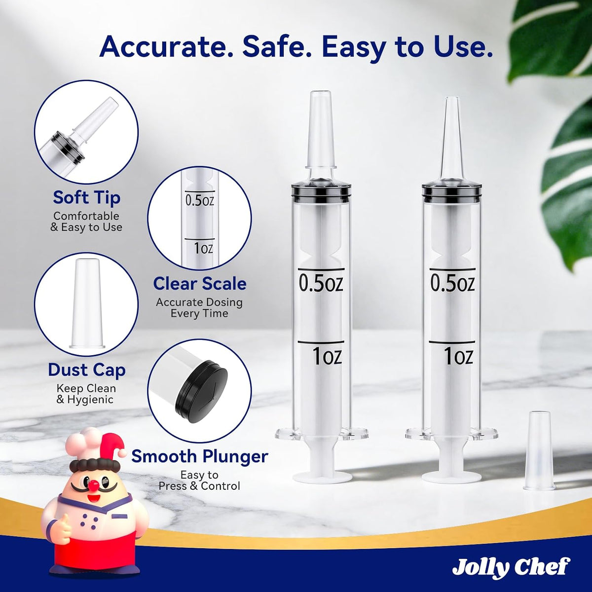JOLLY CHEF 500 Pack 1.5 oz Jello Shot Syringes with Caps, Plastic Syringes