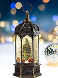 Musical Christmas Tree Snow Globe with Timer, Decorative Trains Rotate with Music, Christmas Ornaments Music Box for Friends, Women, Adults, 12.7''