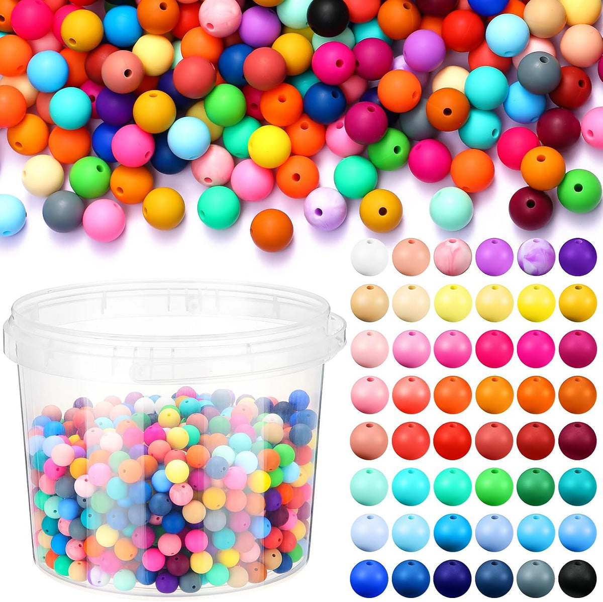 hotop 624 pcs round silicone beads bulk for, main product view