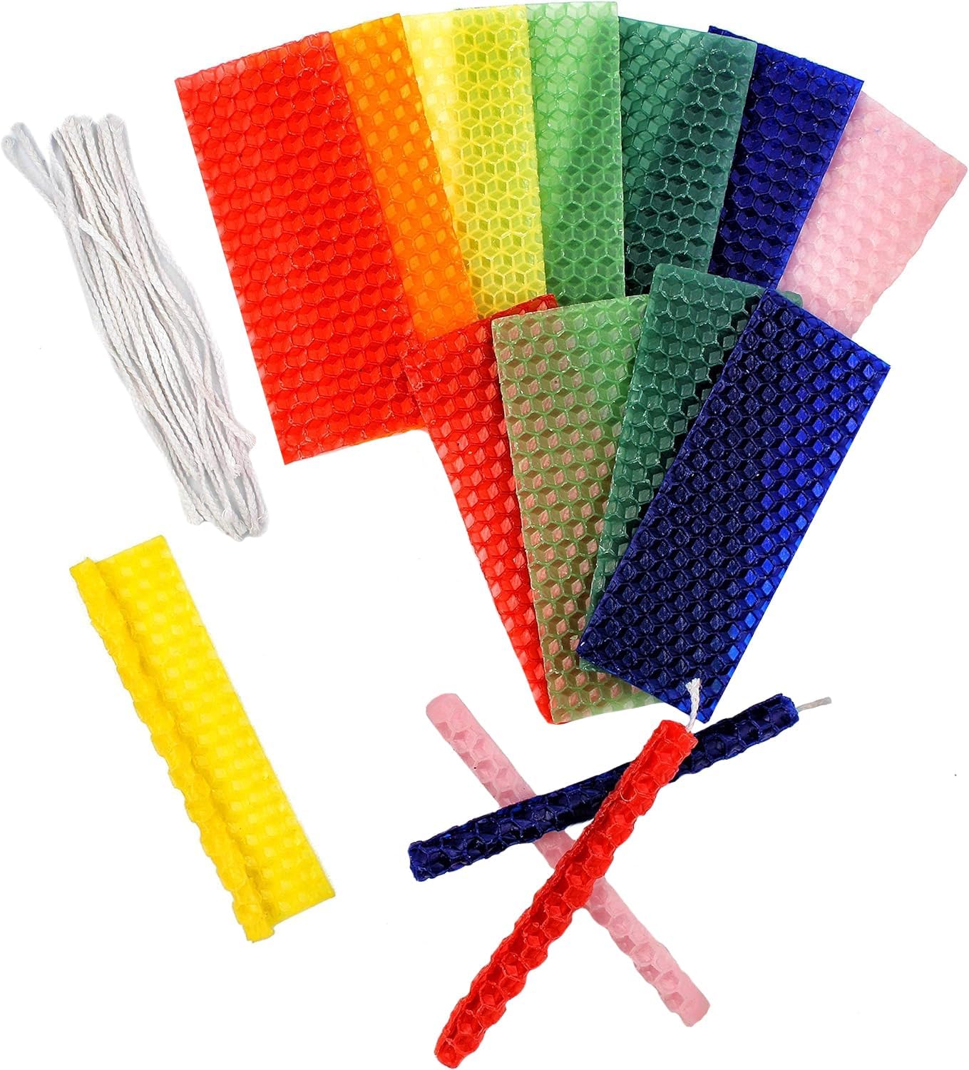 The Dreidel Company 48-Pack Make Your Own Hanukkah Beeswax Candles, Complete DIY Do It Yourself Chanuka Candles Starter Kit