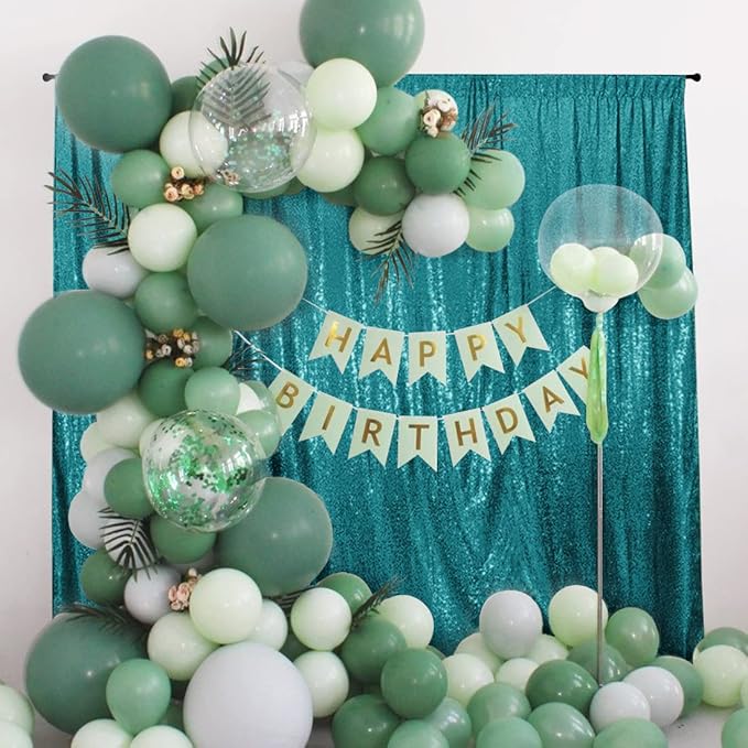10Ft x 10Ft Teal Sequin Backdrop Curtain, Glitter Thick Not See Through Satin Sequin Background Drapes, Opaque Sparkly Backdrop Curtain, Sequin Backdrop for Xmas Thanksgiving Wedding Party Decor