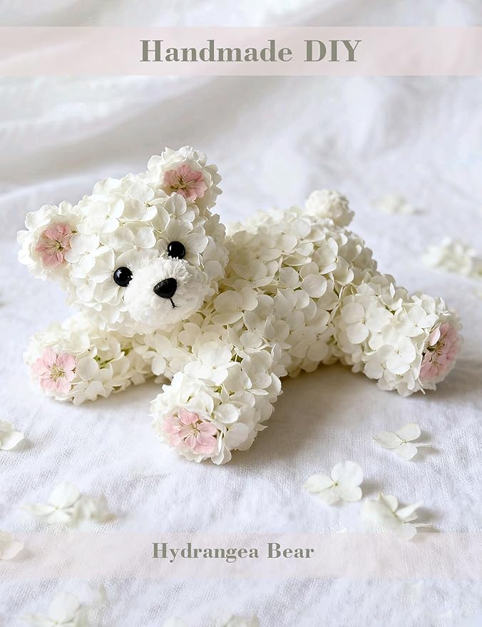 DIY Natural Dried Flower Kit Loose Dried Flowers for vases Off-White Dried Flowers with Stems Preserved Hydrangeas Mini Dried Flower Bouquets (White)