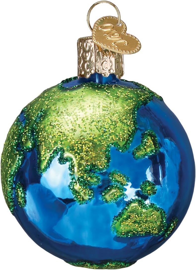Old World Christmas Planet Earth Glass Blown Ornament for Christmas Tree, Handcrafted Holiday Decoration, Outer Space Collection