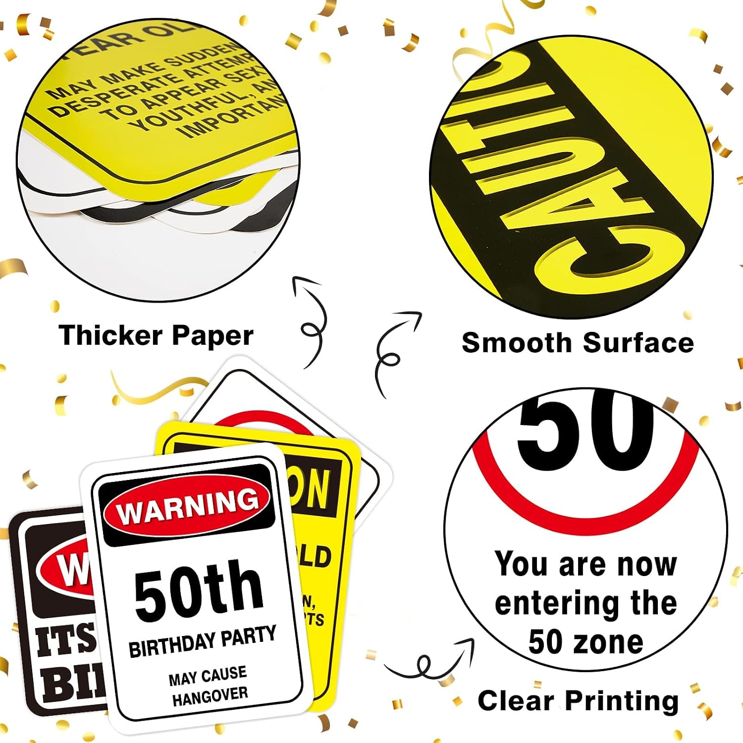 WERNNSAI 50th Birthday Party Decorations - 9PCS Wall Signs for Adults 50 Years Old Party Decor Yellow Caution Logos on Door Windows Yard Garden Sign Happy 50th Birthday Party Supplies