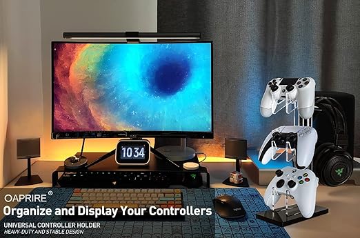 OAPRIRE Universal 3 Tier Controller Holder and Headset Stand for PS4 PS5 XBOX ONE SWITCH, Controller Stand Gaming Accessories, Build Your Game Fortresses (Black)