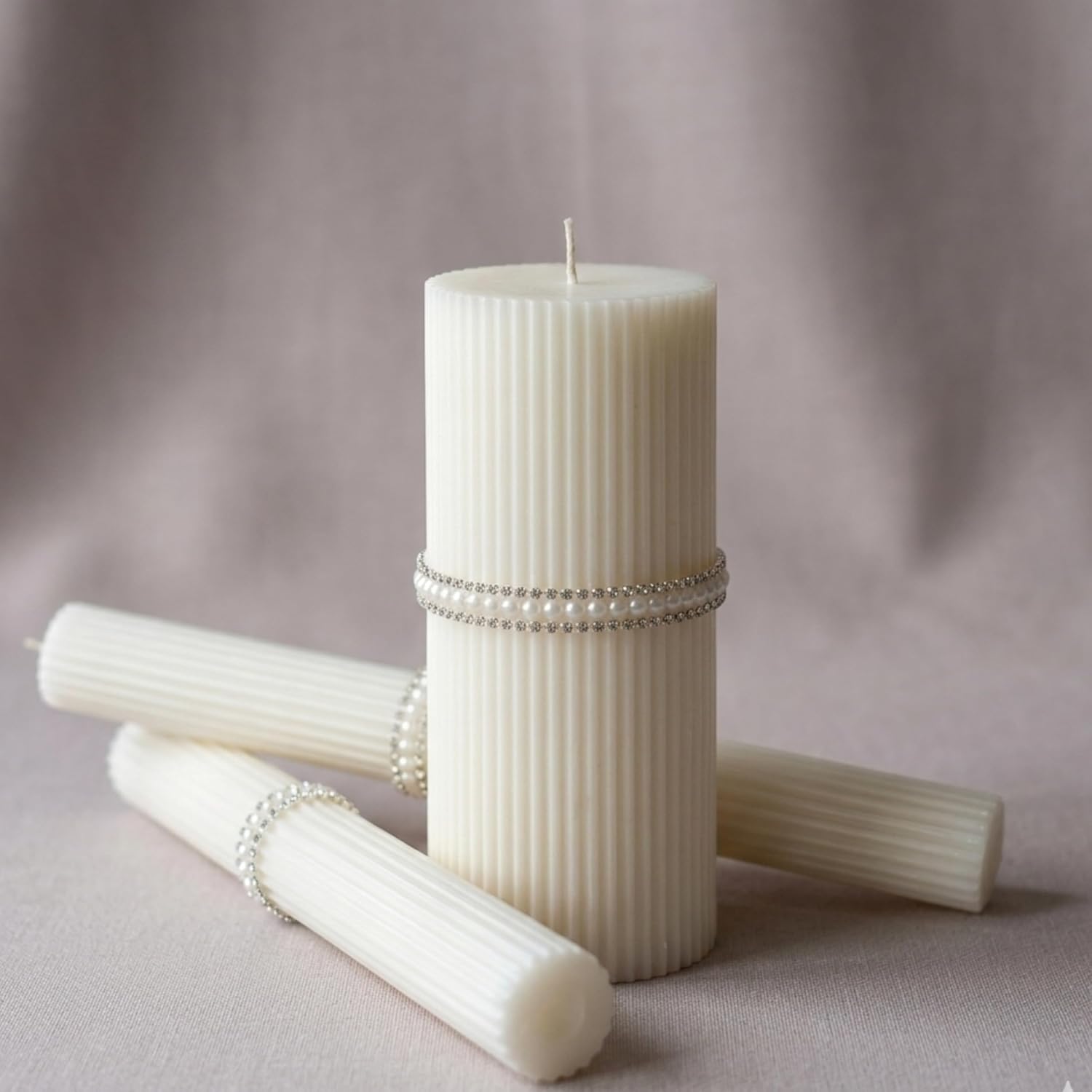 Unity Candle Set - Wedding Ceremony & Reception – 6” Pillar & Two 10” Taper Candles – Long Burning Unity Candles for Marriage Ritual & Home Decor– Handmade in USA – King|White