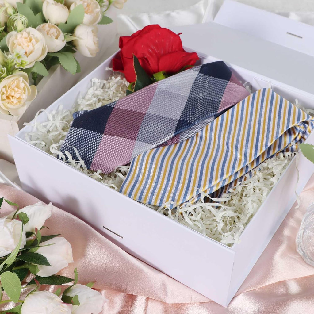 LFBOX White Gift Box with Ribbon Magnetic Lids 1 Pack | Large Gift Boxes Bridesmaid Groomsman Proposal Boxes, 10.2x9x3.74 in, Collapsible Wedding Storage Box