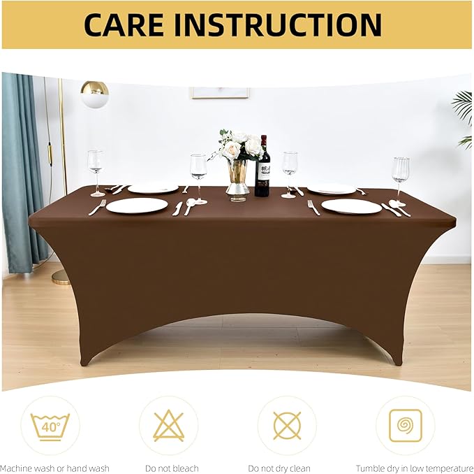 2-Pack 4ft Spandex Table Covers for Rectangular Folding Tables - Wrinkle Resistant Stretch Tight Table Cloths - Ultimate Fitted Table Protector for Parties, Banquet, and Wedding
