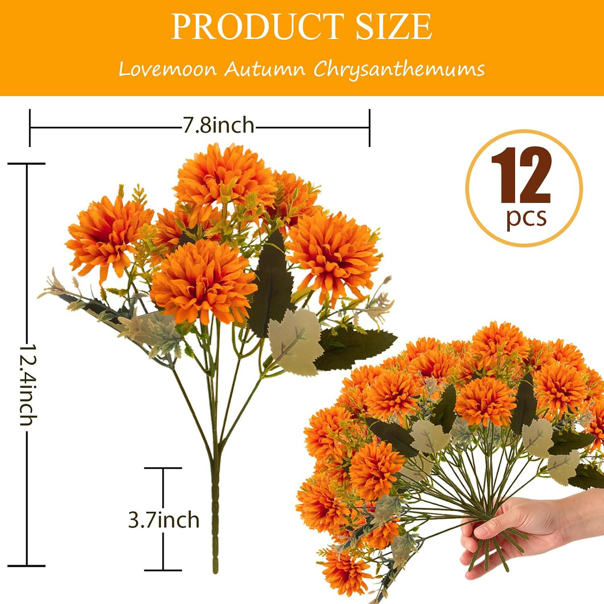 lovemoon 12 Pcs Outdoor Artificial Mum Marigold Flowers for Day of the Dead