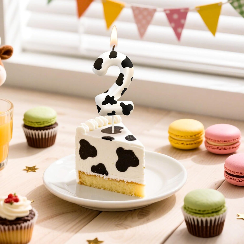 Cow Birthday Candles, 2.4 inch Cake Topper Decor, Number 1 Candles Birthday Decorations, Anniversary Party Cake Decorations Party Supplies