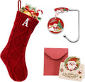 Ulico Christmas Stockings with Initials, 18’’ Large Embroidered Monogram Knit Christmas Stocking,Xmas Stocking for Kids, Holiday and Family Stocking for Fireplace or Party Decoration Red Letter A