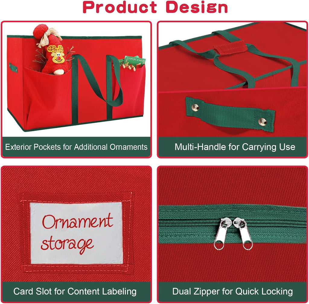 Christmas Nutcrackers Storage Box Stores 8 Figurines 15 " Storage Container | Large Ornaments Storage Box and More - Holiday Decor Organizer with Adjustable Dividers, Xmas Decorations Accessories Boxes
