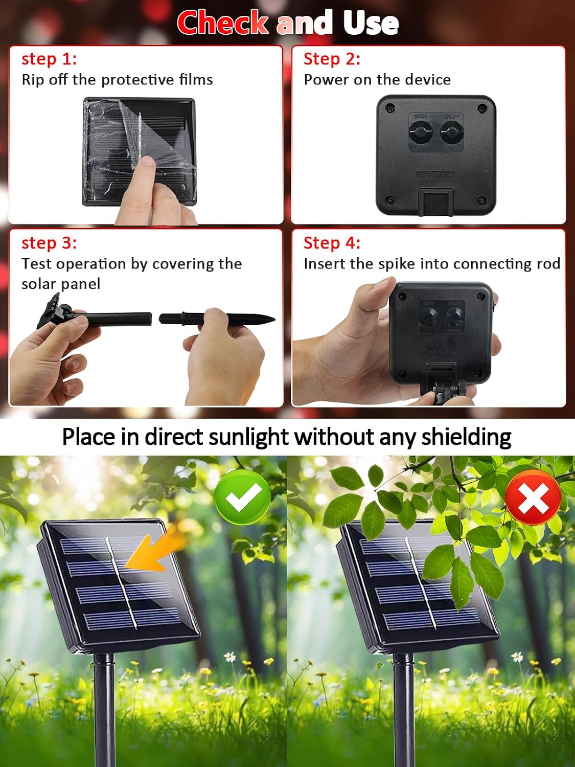 6 Pack 600 LED Solar Christmas Lights Outdoor, Solar Lights Red ＆ White