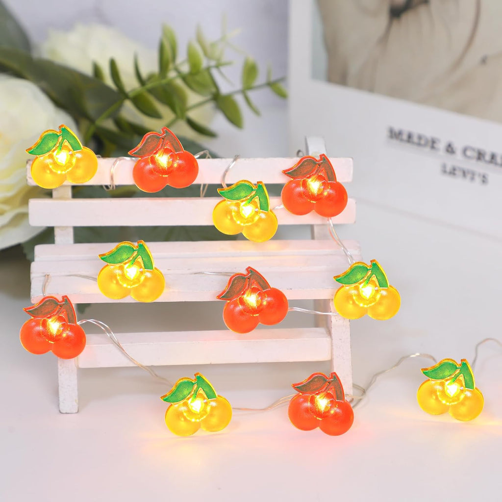 Cherry LED Lights with Remote USB & Battery Operated 10FT 30LEDs Red Orange Cherry String Lights - Home Wedding Birthday Party Ocean Holiday Decor