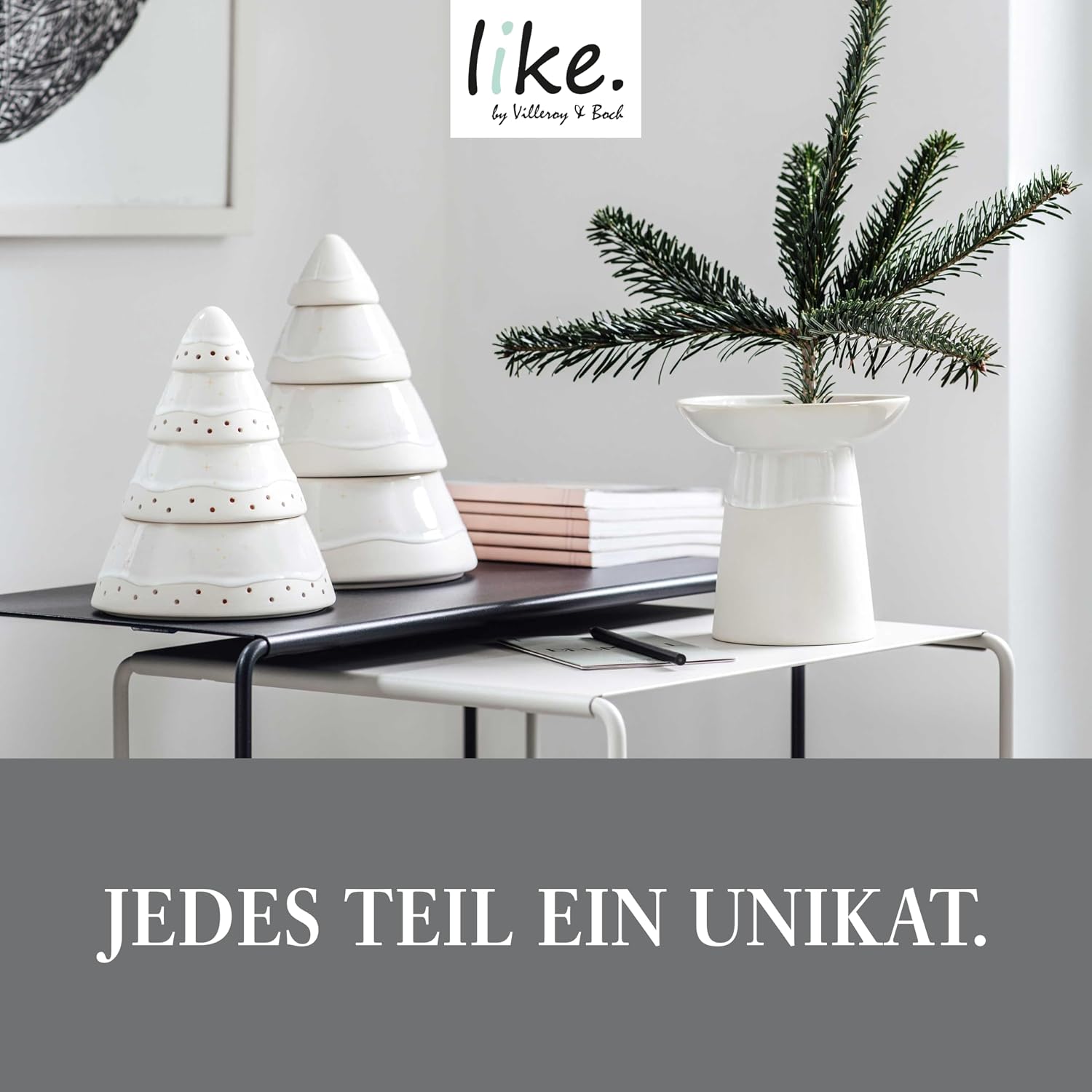 like. by Villeroy & Boch - Winter Glow Candle Holder Tree Lantern, Premium Porcelain Christmas Decoration