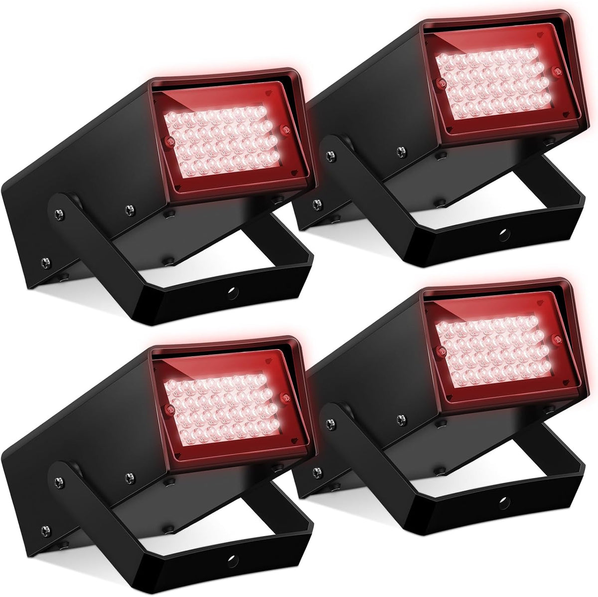 Treela 4 Pack Strobe Party Light Small Bright LED Outdoor, Red, 32 LED