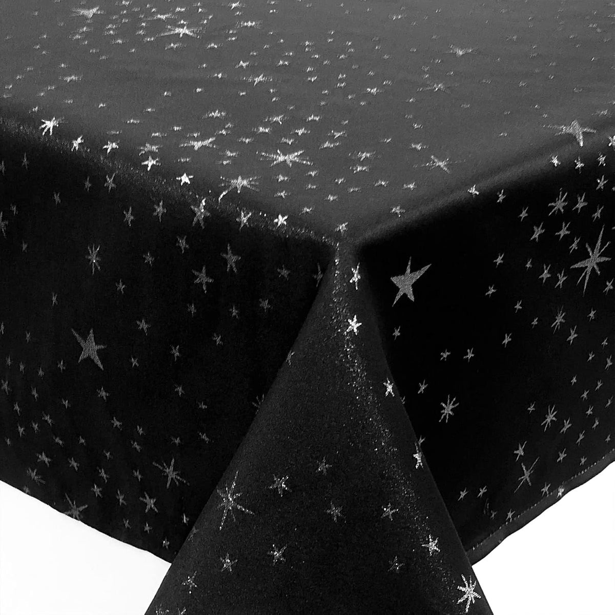 CAIT CHAPMAN HOME COLLECTION Shimmer Twinkling Stars Black Silver Metallic Wo...