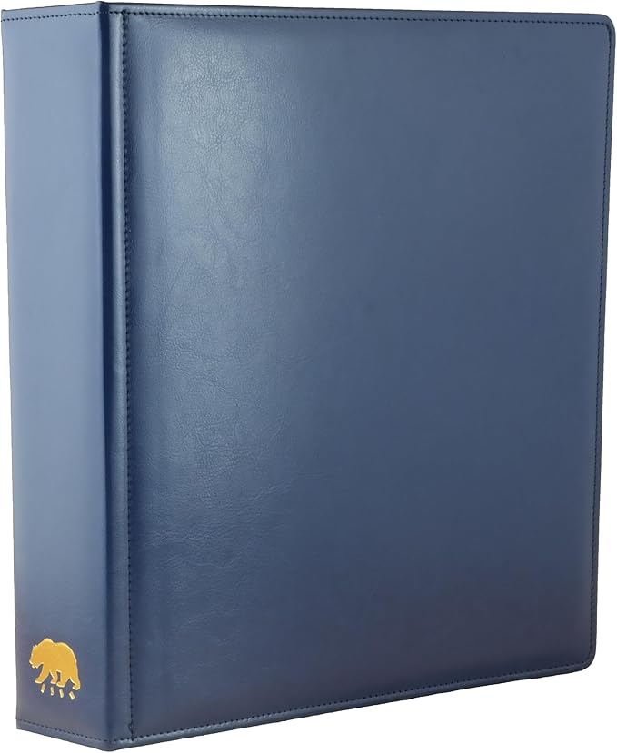 Ursae Minoris Manor Library Deluxe 3 Q-Ring Standard Format Binder for Up to 900 Sports / Trading Cards - Deep Blue with Black Slipcase