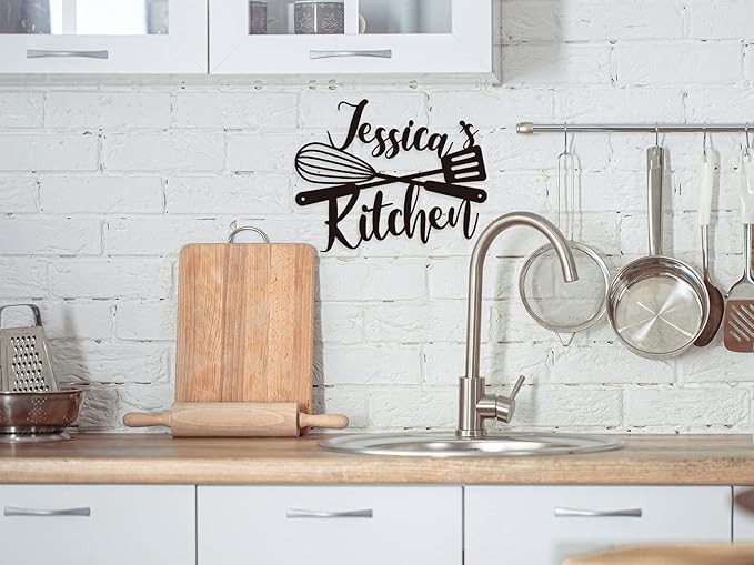 Custom Kitchen Name Sign, Personalized Metal Kitchen Sign, Housewarming Cooking lover Gifts, Mom's Day Gifts, Kitchen Gifts for Grandma