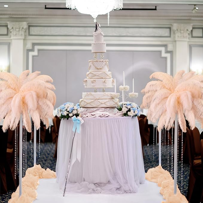 Retrowavy 30 Pcs 18-20 Inch Large Natural Ostrich Feathers Bulk for Centerpieces for Wedding Party Centerpieces Home Decoration Flower Arrangement (Champagne)