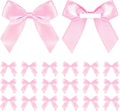 Pink Bow Satin Ribbon for Craft 2" Self Adhesive Premade Mini Bows for Gift Wrapping Crafts, Sewing, Scrapbooking, Weddings, DIY Party Baking Decoration - 50 Counts