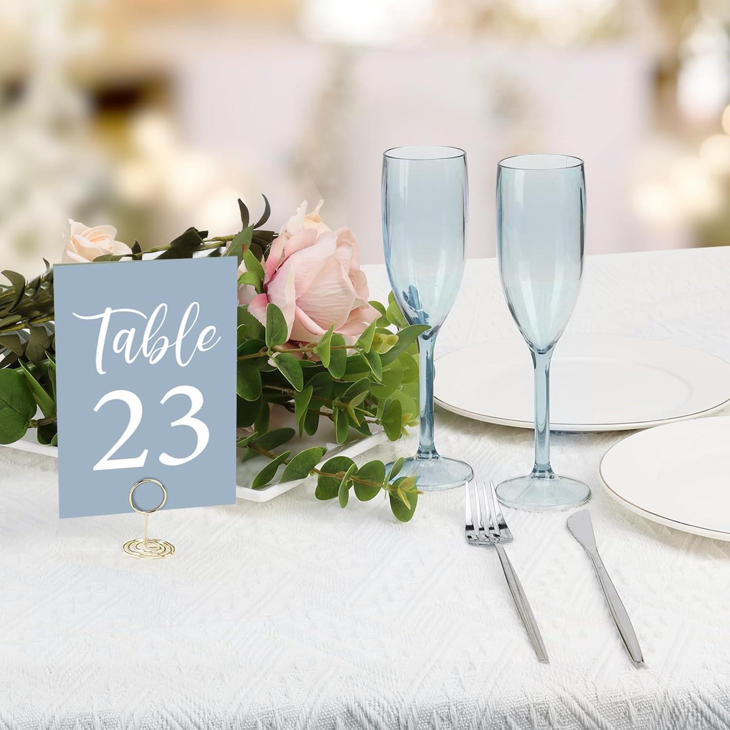 Table Numbers Cards 1-30 Wedding Table Numbers with Holder Table Number Stands Bulk Wedding Table Signs Dusty Blue with Head Table Card for Bridal Shower Wedding Anniversary (Dusty Blue)