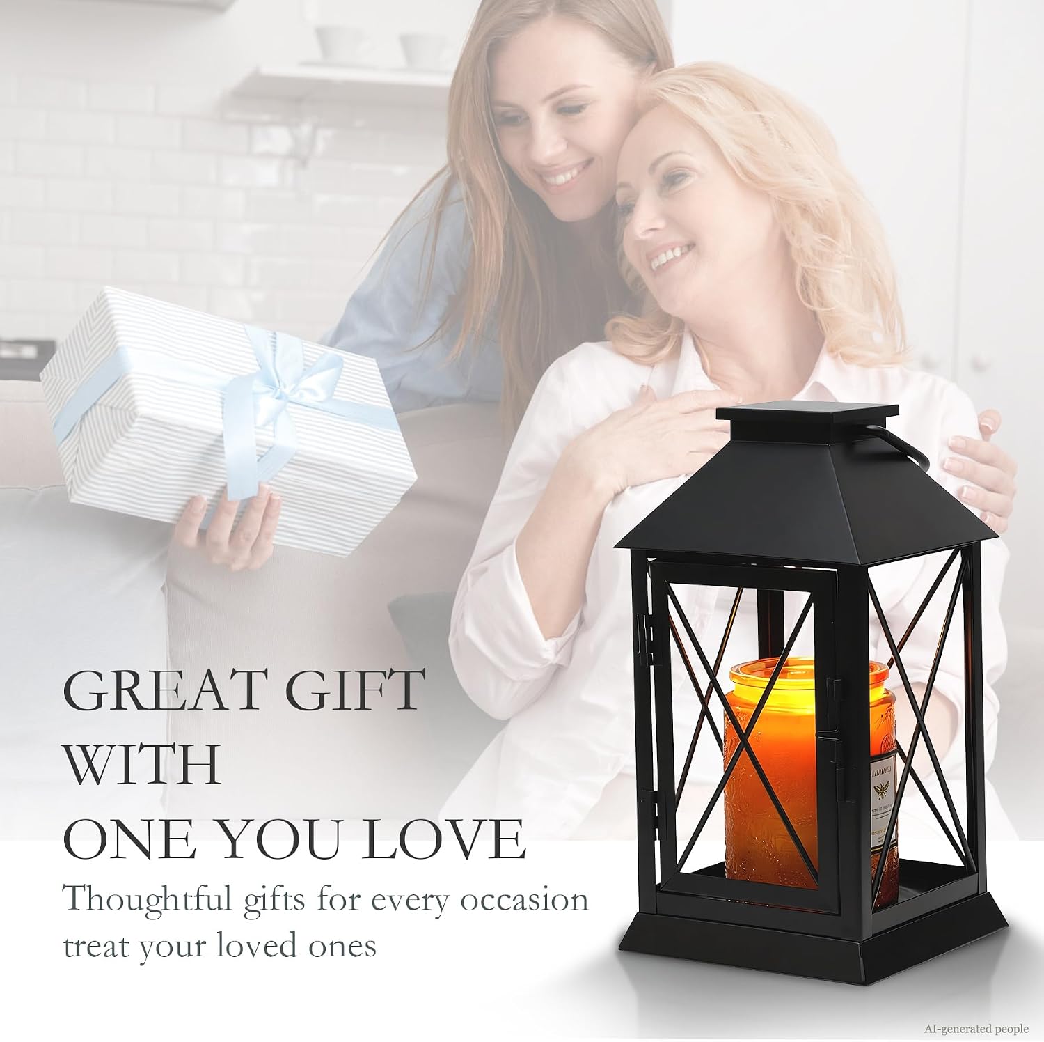 Candle Warmer Lamp with Timer Dimmable,Compatible with 3 Wick Candle/Large Candle,Vintage Lamp Candle Warmer Lantern Farmhouse Style,Fully Enclosed Designed and Hanging Up-Black