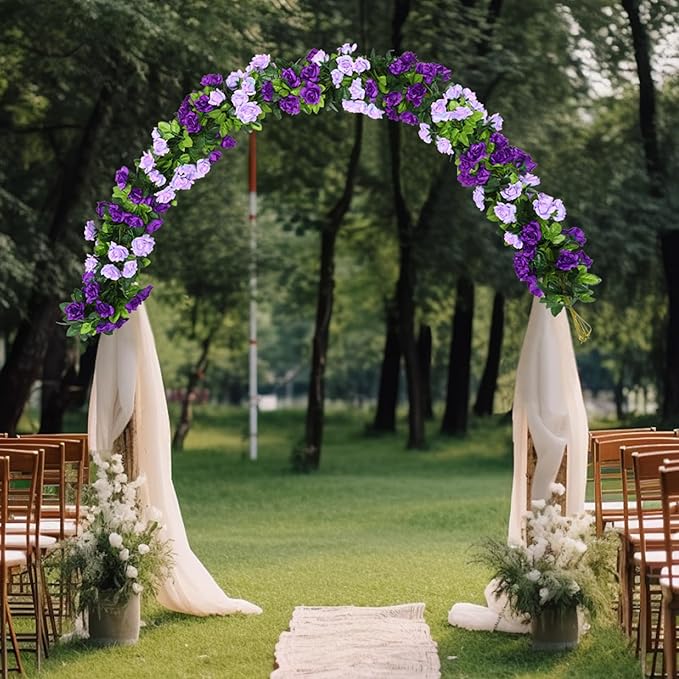 Floweroyal 6 Pack Artificial Flower Garlands 7.9FT Fake Rose Vines Silk Flowers Hanging Rose Ivy for Wedding Arch Party Home Garden Wall Decor (Purple)