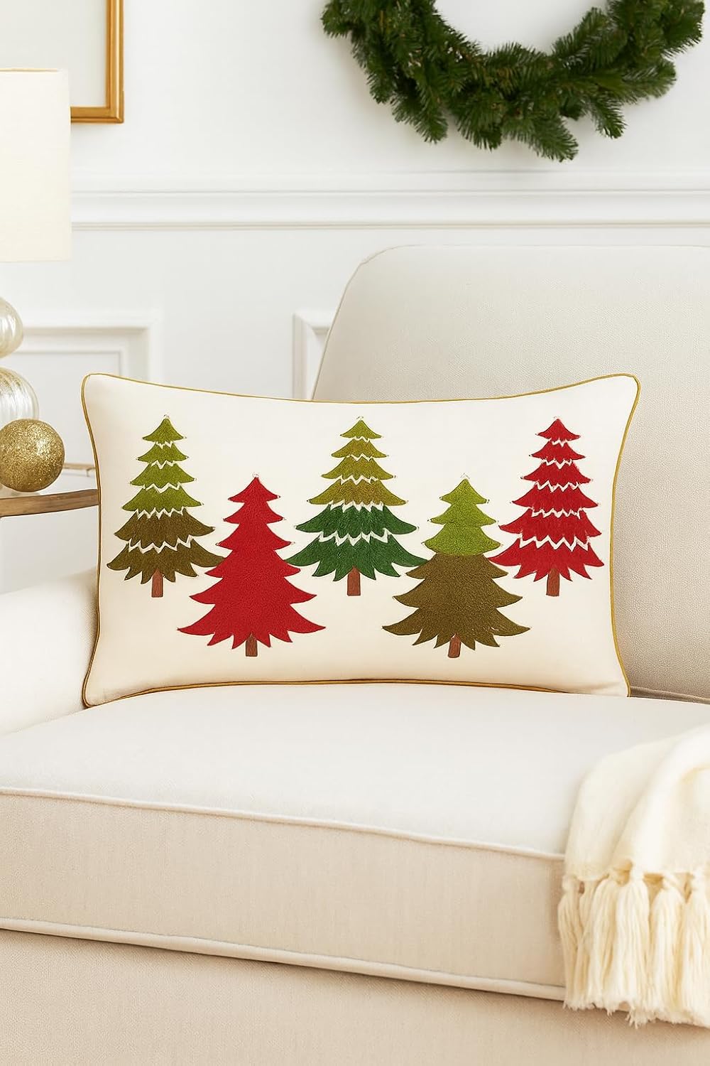 fennco styles arbres collection farmhouse pearl embroidered christmas, main product view