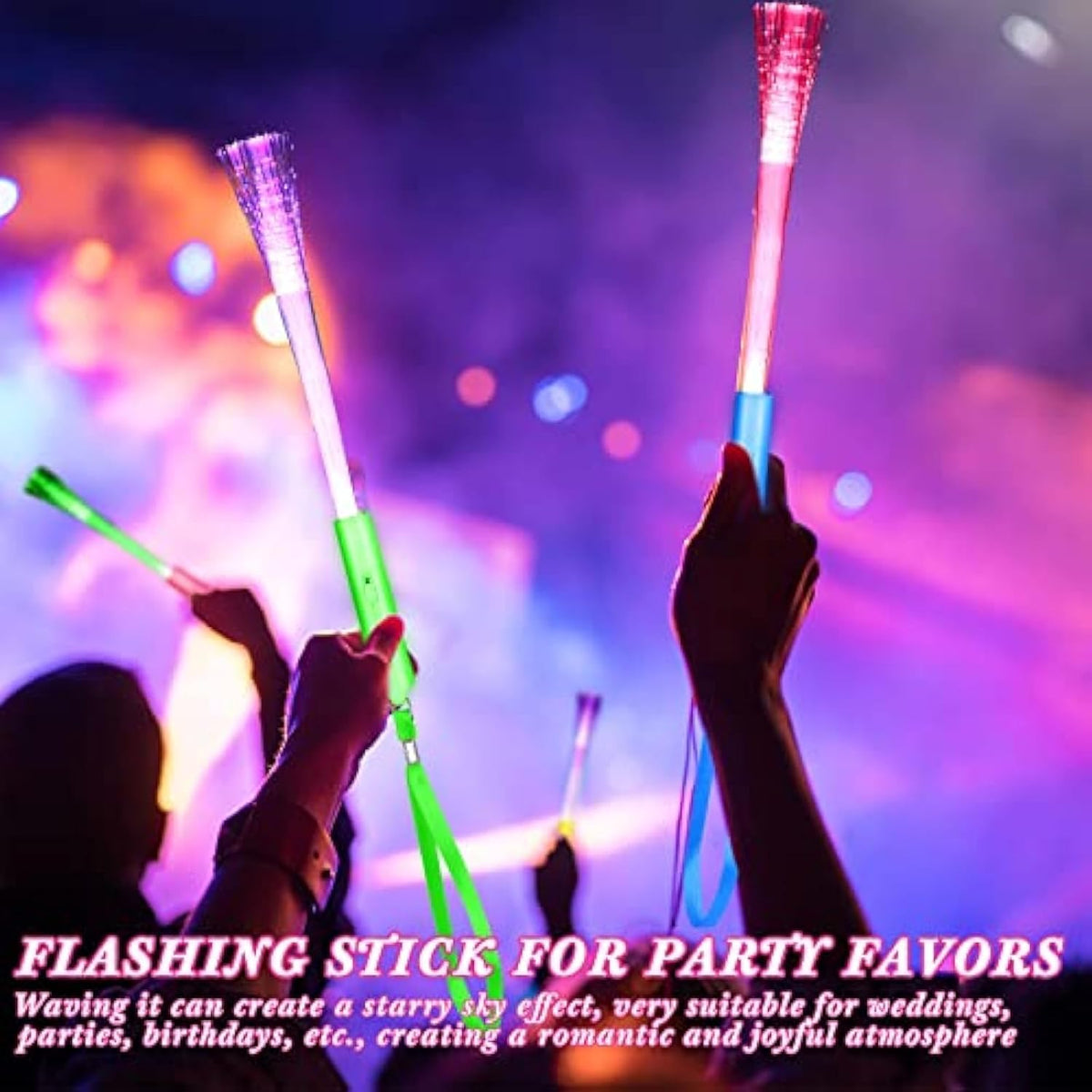 Junkin 800 Pcs Fiber Optic Wands Bulk, LED Glow Sticks with Batteries