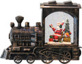 Christmas Musical Snow Globe Lantern Battery Operated with 6 Hour Timer, Santa Lighted Snow Globe Train Spinning Water Swirling Glitter Christmas Decoration Gifts(10.6 x 4.3 x 8.3 Inches)