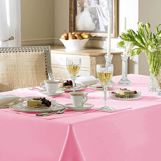 Fitable Pink Rectangle Tablecloths for 6 Foot Tables, 6 Pack - 70 x 108 Inches - Stain Resistant and Washable Table Clothes, Polyester Fabric Table Covers for Wedding, Party, Banquet, Buffect