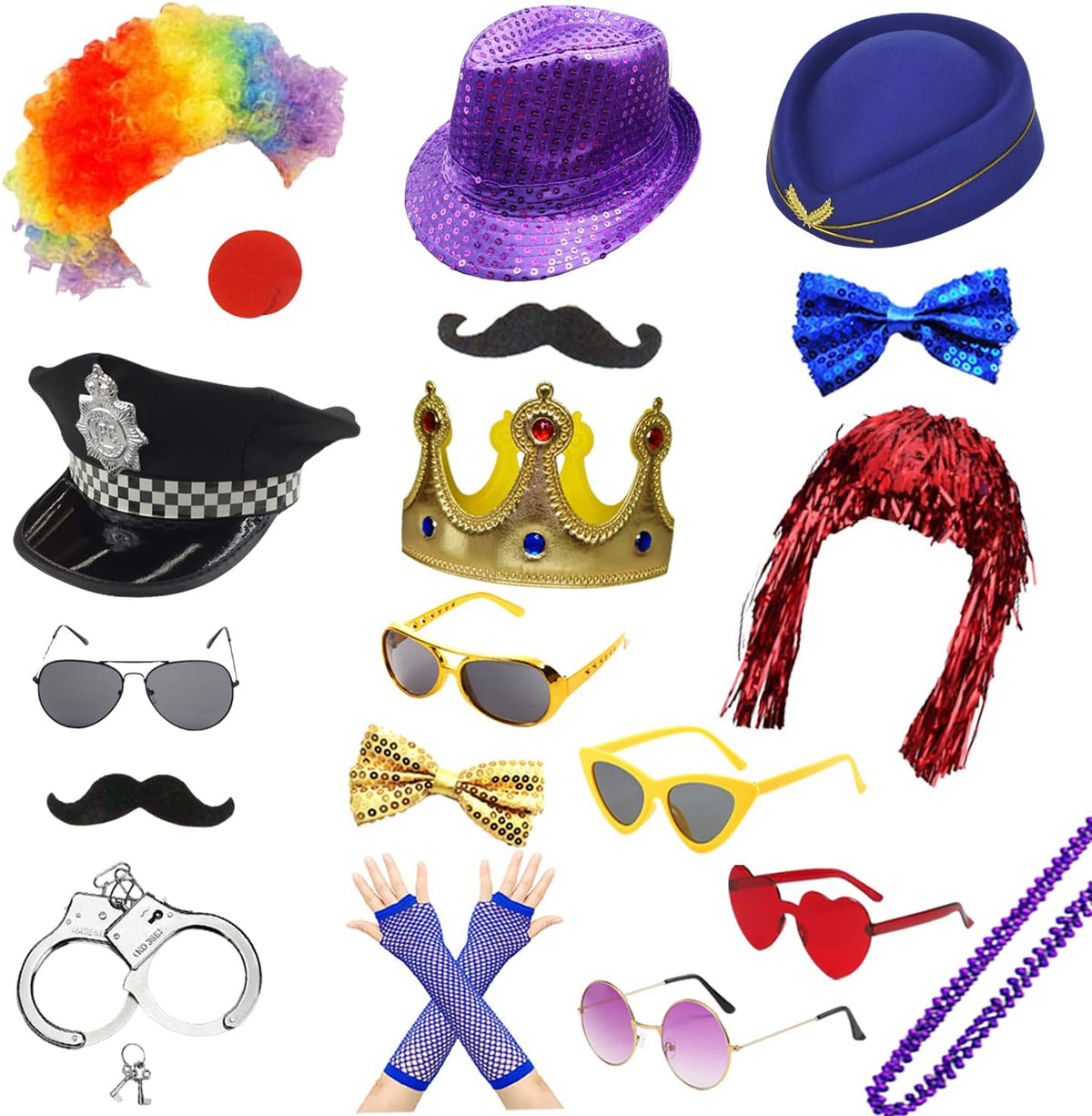 21 Pcs Funny Party Photo Booth Props Set for Adults Assorted Dress Up Costume...