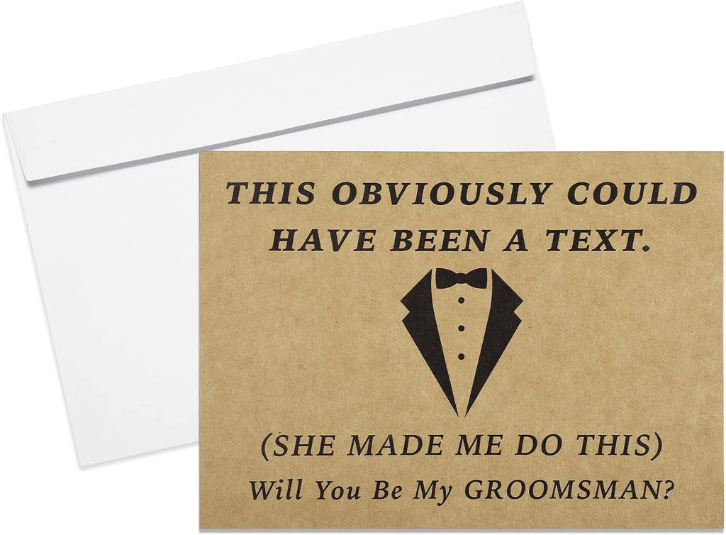 Teling 8 Pieces Groomsmen Proposal Gift Proposal Cards 7 Pieces Will You Be My Groomsman Funny Cards and 1 Will You Be My Best Man Card for Wedding Party Supplies(Khaki Background)