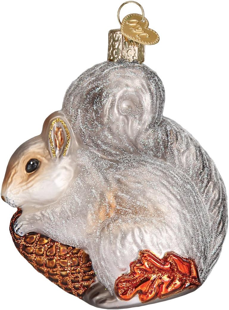 Old World Christmas Hungry Squirrel Glass Blown Ornament for Christmas Tree, Handcrafted Holiday Decoration, Wildlife Animal Collection