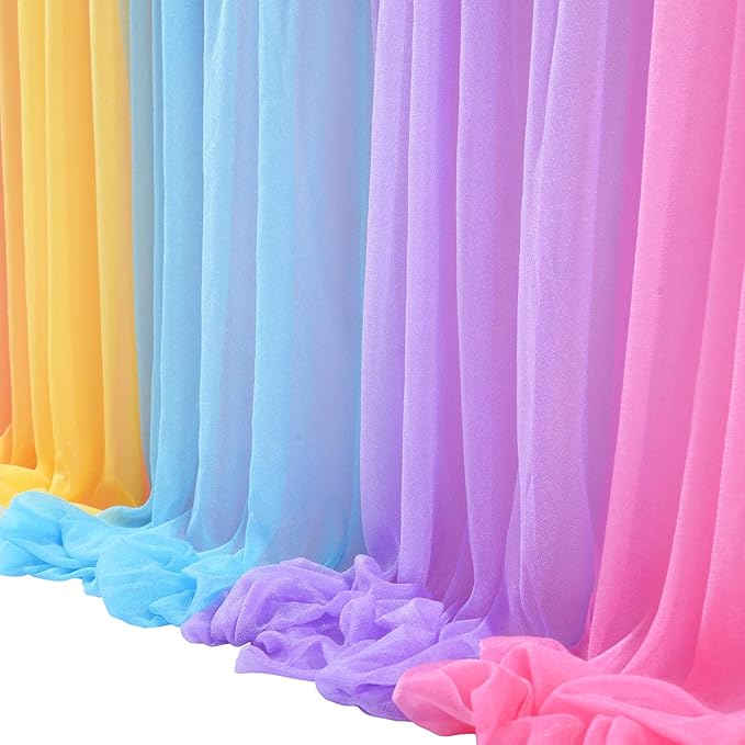 9ft Unicorn Tulle Table Skirt for Rectangle Tables or Round Tables Tutu Rainbow Tablecloth for Birthday Party Baby Shower Girl Boy Wedding Party Dessert Buffet Banquet Table Decorations