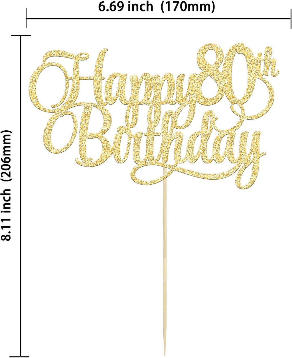 1 Pack Happy 80th Birthday Cake Topper Gold Glitter Number 80 Eighty Years Old Birthday Cake Pick Decoration For 80th Birthday Celebrating Anniversary Party Supplies